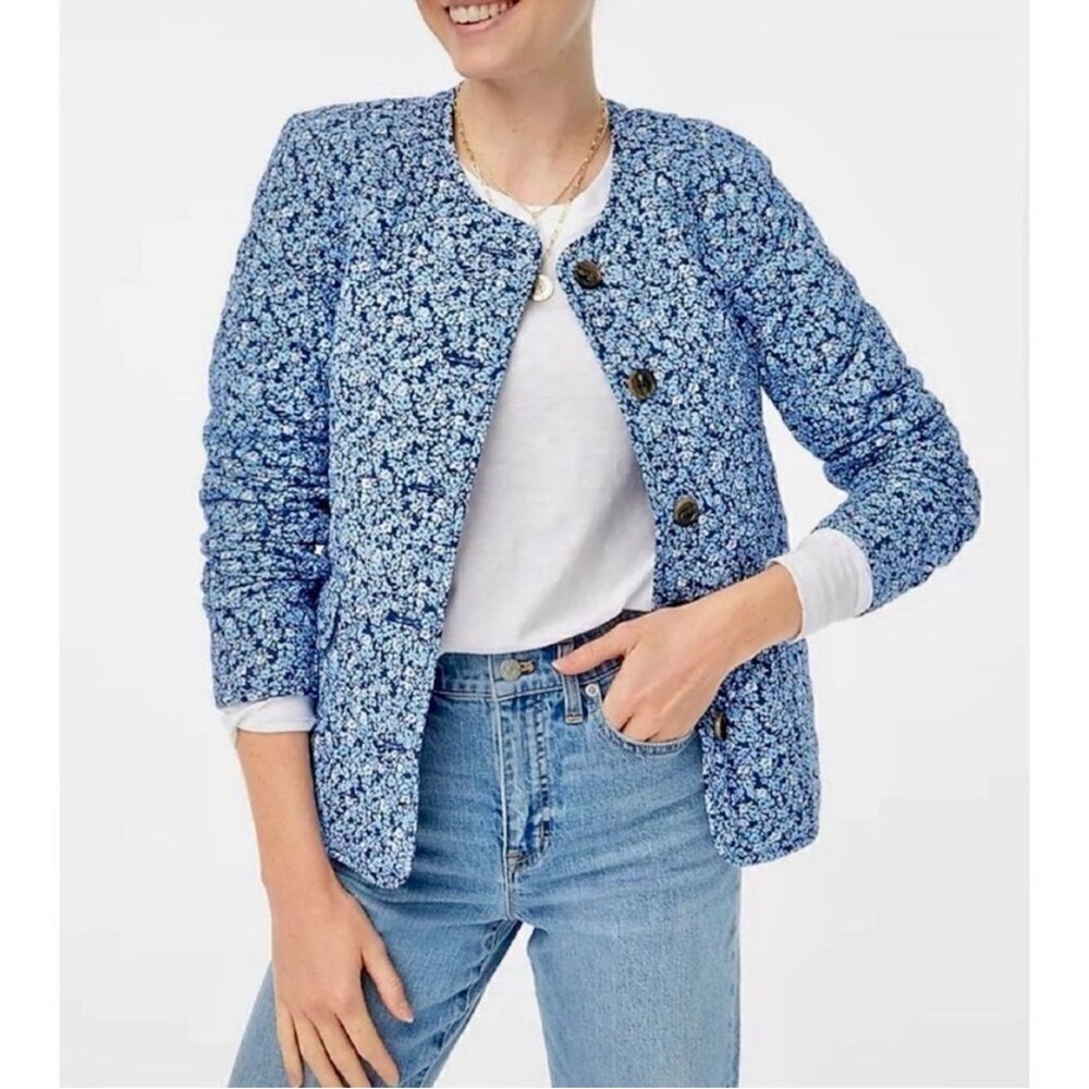 NWOT JCREW QUILTED Navy Floral Jacket